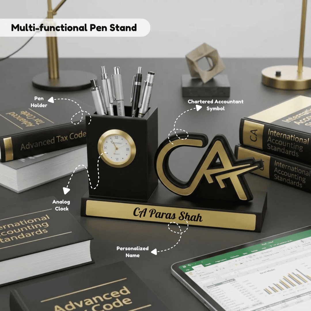 1775207977_Personalized CA Symbol Pen Stand with Clock (3)